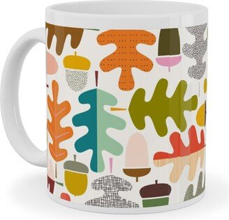 Mugs: Autumn Oak Tree - Multi On White Ceramic Mug, White, 11Oz, Multicolor