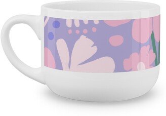 Mugs: Blooming Garden On Lilac Latte Mug, White, 25Oz, Purple