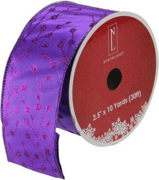 Northlight Shimmering Purple Tree Wired Christmas Craft Ribbon 2.5