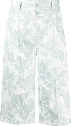 The Printed Cotton Teal Bermuda