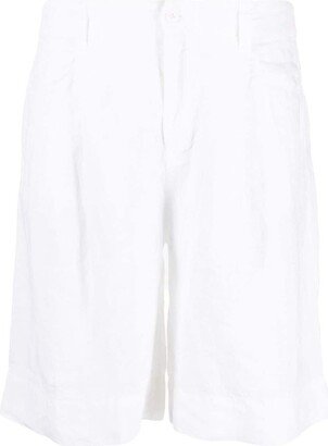 Pleated Wide-Leg Linen Shorts