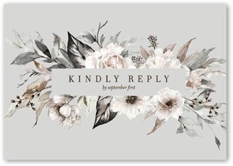 Rsvp Cards: Neutral Florals Wedding Response Card, Grey, Matte, Signature Smooth Cardstock, Square