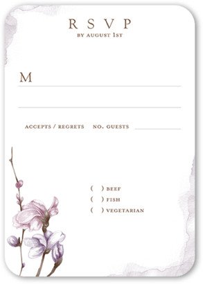 Rsvp Cards: Blossoms Of Love Wedding Response Card, Purple, Signature Smooth Cardstock, Rounded