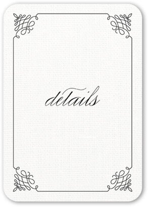 Enclosure Cards: Fancy Linen Wedding Enclosure Card, White, Pearl Shimmer Cardstock, Rounded