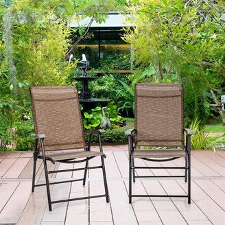 2-Pieces Patio Folding Chair with Armrest