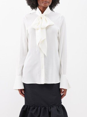 Pussy-bow Silk Crepe De Chine Shirt