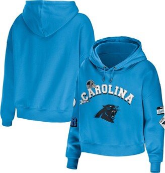 Women's Wear by Erin Andrews Blue Carolina Panthers Modest Cropped Pullover Hoodie