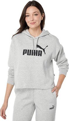 Essentials Cropped Logo Fleece Hoodie (Light Gray Heather) Women's Sweatshirt