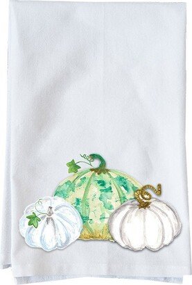 White & Green Pumpkins | Organic Cotton Flour Sack Towel Fun Gifts Under 10