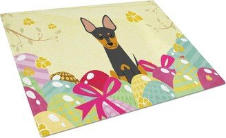 BB6109LCB Easter Eggs English Toy Terrier Glass Cutting Board