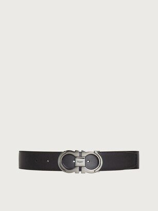 Man Reversible and adjustable Gancini belt Black/Dark brown