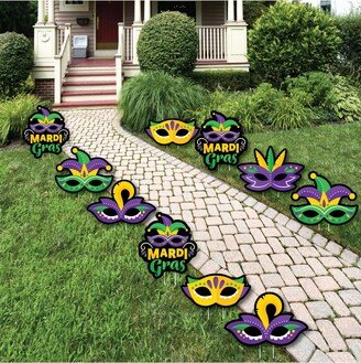 Big Dot Of Happiness Colorful Mardi Gras Mask Lawn Decor - Outdoor Masquerade Party Yard Decor 10 Pc