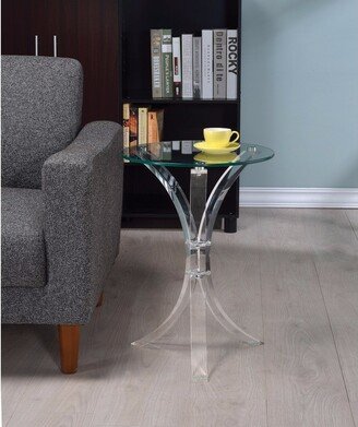 Contemporary Acrylic Accent Table With Glass Top, Clear - crean