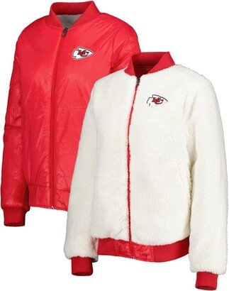 Women's G-iii 4Her by Carl Banks Oatmeal, Red Kansas City Chiefs Switchback Reversible Full-Zip Jacket - Oatmeal, Red