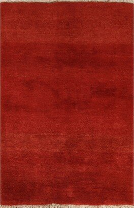 Solid Contemporary Gabbeh Persian Rug Hand-knotted Wool Carpet - 4'0