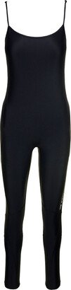 Black 'mat Spandex' Bodysuit With Side Contrasting Logo In Stretch Fabric Woman