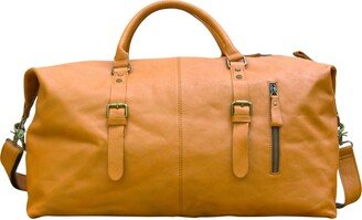 Touri Zip Detail Genuine Leather Holdall - Mustard