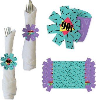 Big Dot Of Happiness 90's Throwback - 1990s Party Paper Napkin Holder - Napkin Rings - Set of 24