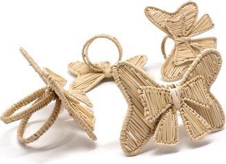 Washein Natural Straw Bow Napkin Rings Set Of 4