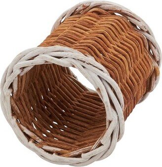 Saro Lifestyle Earthy Charm Two-Tone Rattan Napkin Ring (Set of 4), Brown