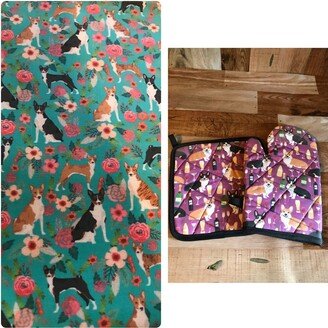 Basenji Themed Insulated/Quilted Pot Holder & Oven Mitt Set/Individual, Made To Order