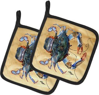 Female Blue Crab Sandy Beach Pair of Pot Holders