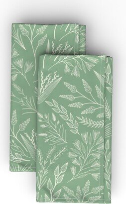 Cloth Napkins: Wild Grasses - Green Cloth Napkin, Longleaf Sateen Grand, Green