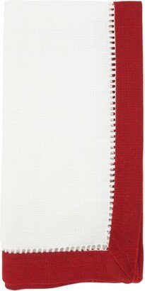 Saro Lifestyle Timeless Two-Tone Hemstitch Napkin (Set of 12), Red