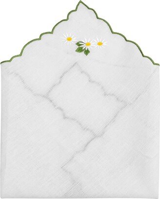 Km Home Collection Daisy Embroidery Linen Napkins Set Of 2