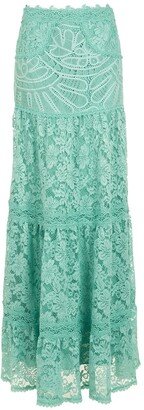 Lace-Panelled Maxi Skirt