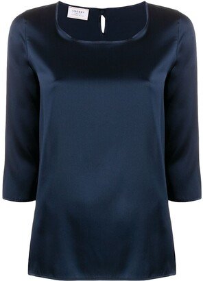 Wild Cashmere 3/4 Sleeves Round-Neck Blouse