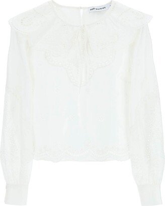 Lace Detailed Tie-Neck Blouse