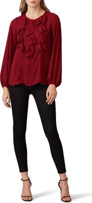 Prabal Gurung Collective Rent the Runway Pre-Loved Red Ruffle Front Blouse