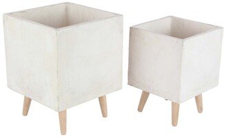 SONOMA SAGE HOME White Fiberclay Contemporary Planter - Set of 2