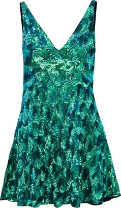 Raevynn Milla Dress In Turquoise Sequins