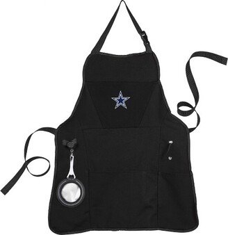 Dallas Cowboys Black Grill Apron- 26 x 30 Inches Durable Cotton with Tool Pockets and Beverage Holder