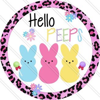 Hello Peeps Leopard Sign - Bunny Cute Easter For Wreaths Spring Wreath