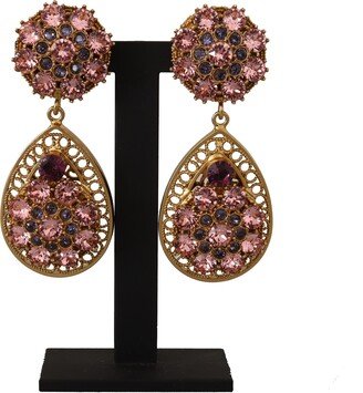 Dolce & Gabbana Gold Crystal DG SICILY Clip-on Jewelry Dangling Women's Earrings