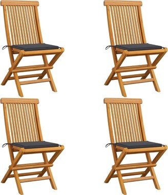 Patio Chairs with Anthracite Cushions 4 pcs Solid Teak Wood