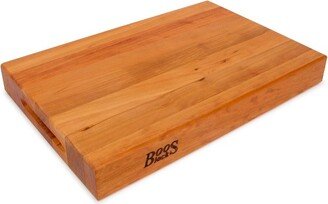 18 Inch Wide 2.25 Inch Thick Reversible Butcher Cutting Board Block with Two Sided Hand Grips , 18 x 12 x 2.25 Inches, Cherry Wood