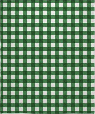 Fleece Photo Blankets: Gingham Linen - Green Blanket, Fleece, 50X60, Green