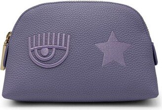 Eye Star Embroidered Zipped Cosmetic Bag-AB