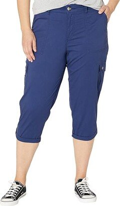 Plus Size Flex-To-Go Cargo Capris (Medieval Blue) Women's Casual Pants