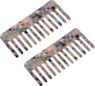 Unique Bargains Travel Anti-Static Wide Tooth Hair Comb 0.1 Thick Multicolor 2 Pcs