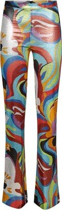 High-Waist Printed Straight-Leg Trousers