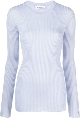 Crew-Neck Ribbed-Knit Sweatshirt