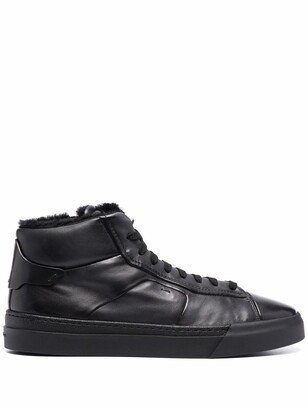 Lace-up high-top leather sneakers