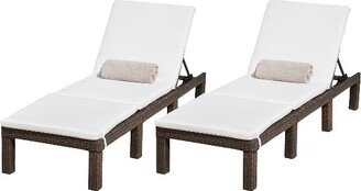 Jamaica Set of 2 Wicker Patio Chaise Lounge with Cushion - Brown