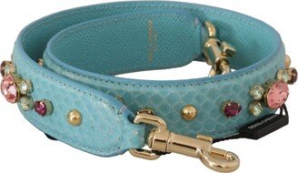 Blue Crystals Leather Bag Shoulder Women's Strap