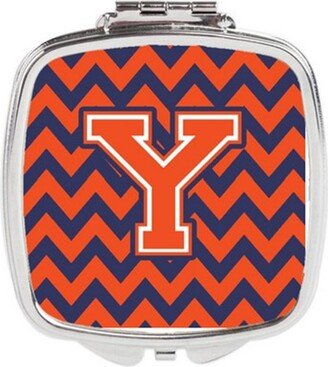 CJ1042-YSCM Letter Y Chevron Orange & Blue Compact Mirror, 3 x 0.3 x 2.75 in.